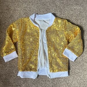Gold Sequin Jacket with White Trim